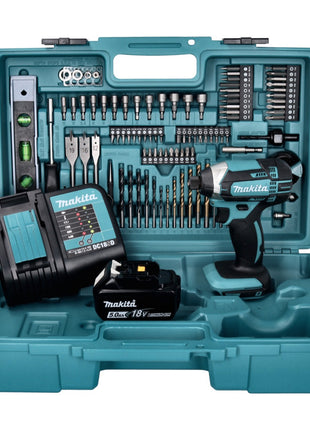 Akumulatorowy klucz udarowy Makita DTD 152 STX5 18 V 165 Nm + 1x akumulator 5,0 Ah + ładowarka + 101-częściowy zestaw akcesoriów + walizka