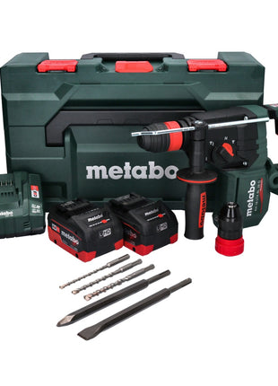 Metabo KH 18 LTX BL 28 Q Akku Bohrhammer 18 V 3 J SDS plus Brushless + 2x Akku 5,5 Ah + Ladegerät + 5 tlg. Bohrer Meißel Set + metaBOX