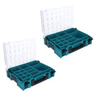 Makita MAKPAC 1 Organizer Set 2x Kleinteilekoffer 395 x 295 x 110 mm ( 2x 191X80-2 ) mit 13x Boxeinsatz