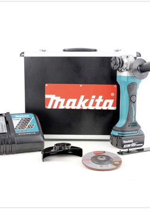 Makita BGA 452 RF 18 V Li-ion 115 mm Akku-Winkelschleifer + Makita Akku BL1830 B + Lader DC18RC + Alu universal Koffer - Toolbrothers