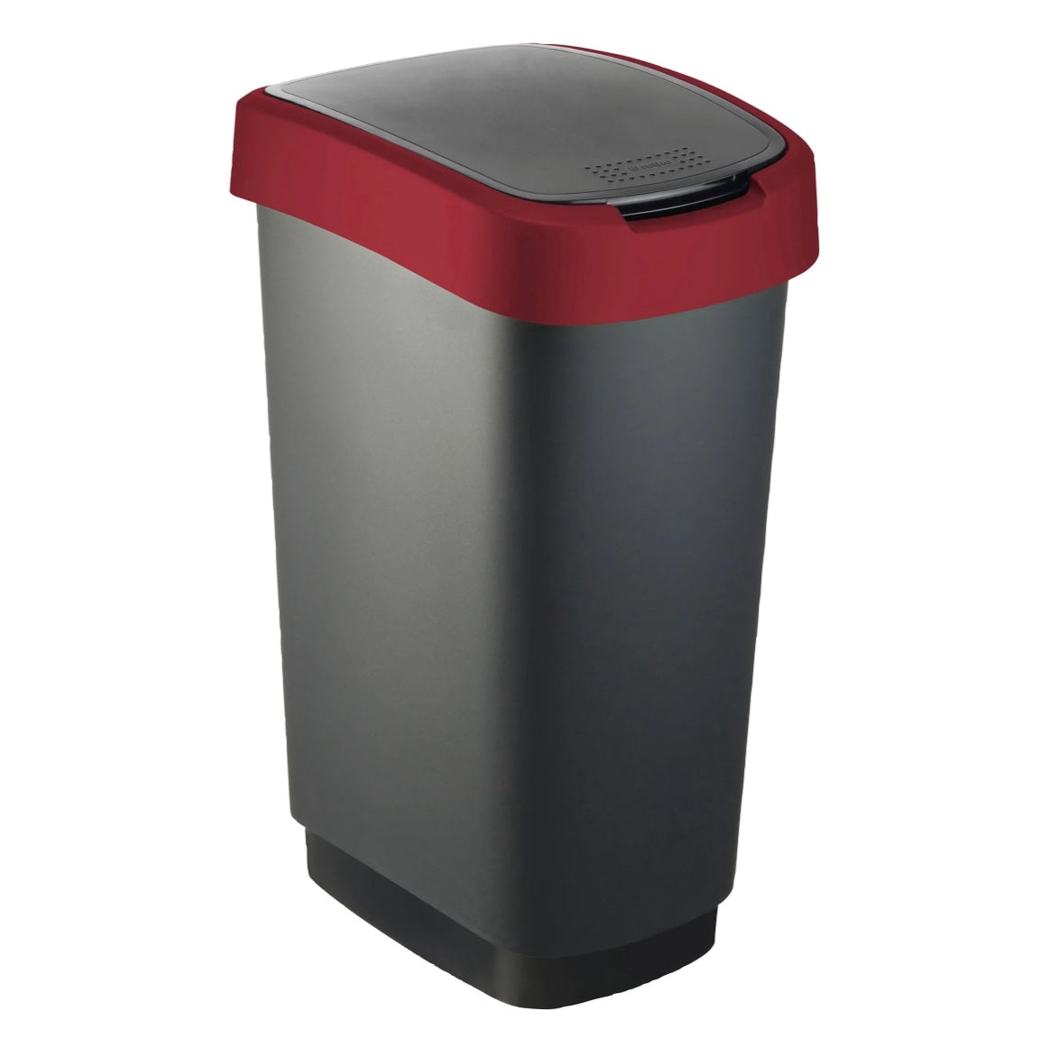 Rotho Twist Abfalleimer Mülleimer aus Kunststoff Schwarz/Rot 50 l Volumen ( 17545022559 )