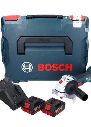 Bosch GWS 18V-7 Professional Akku Winkelschleifer 18 V 125 mm 22,23 mm Brushless + 2x Akku 5,0 Ah + Ladegerät + L-Boxx