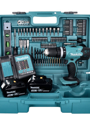 Makita DHP 453 SF2X5 Akku Schlagbohrschrauber 18 V 42 Nm + 2x Akku 3,0 Ah + Ladegerät + 101 tlg. Zubehör Set + Koffer - Toolbrothers