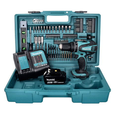 Makita DHP 456 SGX5 perceuse à percussion sans fil 18 V 50 Nm + 1 batterie 6,0 Ah + chargeur + jeu d'accessoires 101 pièces + mallette