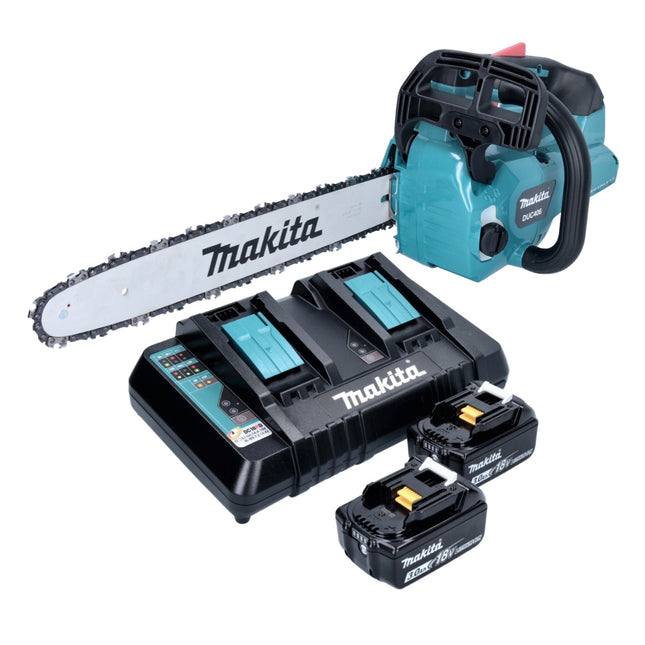 Makita DUC 406 PFB Akku Kettensäge 36 V ( 2x 18 V ) 40 cm Brushless + 2x Akku 3,0 Ah + Doppelladegerät