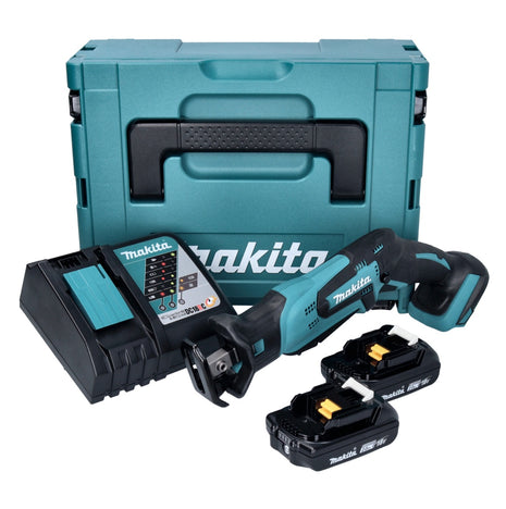 Makita DJR 185 RAJ Batterie Recipro Sbelsge 18 V + 2x Batterie 2,0 Ah + Chargeur + Makpac