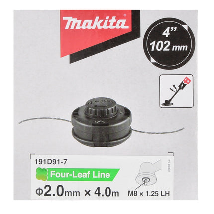 Makita 2 teste filettate Tap&Go 2,0 mm ( 191D91-7 ) + filo di taglio rotondo 1,6 mm 15 m ( E-02733 ) per tagliaerba a batteria 18 V DUR 187 e DUR 188