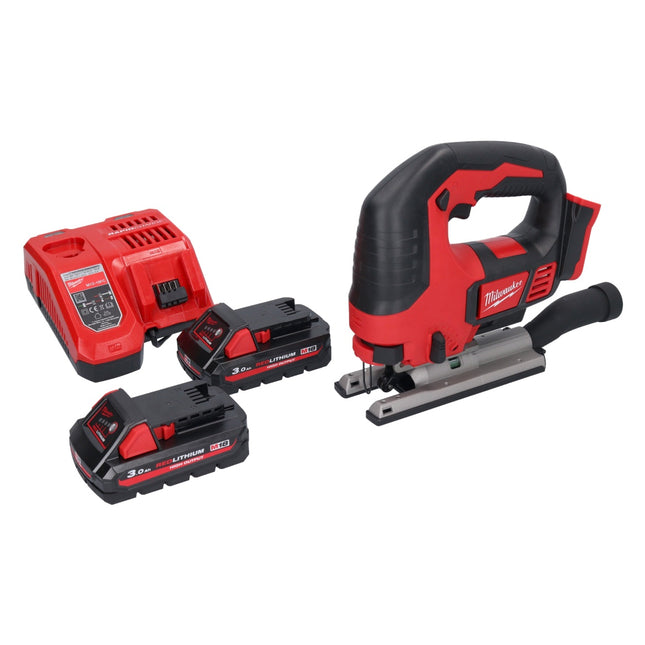 Seghetto alternativo a batteria Milwaukee M18 BJS-302 18 V + 2x batteria ricaricabile 3,0 Ah + caricabatterie