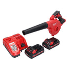 Soplador a batería Milwaukee M18 BBL-302 18 V + 2x baterías 3.0 Ah + cargador