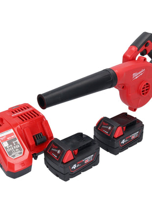 Milwaukee M18 BBL-402 Akku Gebläse 18 V + 2x Akku 4,0 Ah + Ladegerät