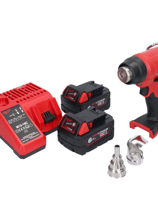 Soplador de aire caliente a batería Milwaukee M18 BHG-602 18 V 470 °C + 2x baterías 6,0 Ah + cargador