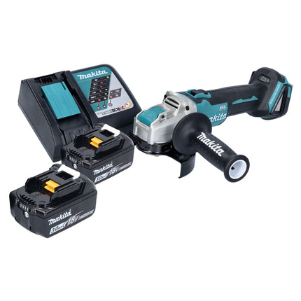Smerigliatrice angolare a batteria Makita DGA 521 RFX1 18 V 125 mm X-LOCK Brushless + 2x batteria ricaricabile 3,0 Ah + caricabatterie