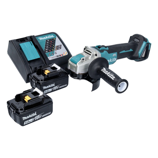 Makita DGA 521 RTX1 Akku Winkelschleifer 18 V 125 mm X-LOCK Brushless + 2x Akku 5,0 Ah + Ladegerät