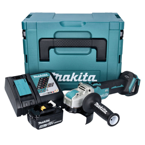 Makita DGA 521 RM1X1J amoladora angular a batería 18 V 125 mm X-LOCK Brushless + 1x batería 4,0 Ah + cargador + Makpac