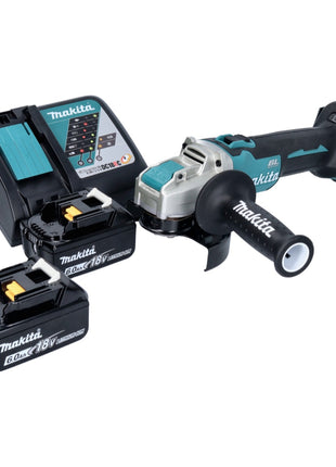 Makita DGA 521 RGX1 akumulatorowa szlifierka kątowa 18 V 125 mm X-LOCK bezszczotkowa + 2x akumulator 6,0 Ah + ładowarka