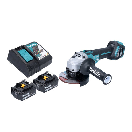 Smerigliatrice angolare a batteria Makita DGA 513 RF 18 V 125 mm brushless + 2x batteria ricaricabile 3,0 Ah + caricabatterie