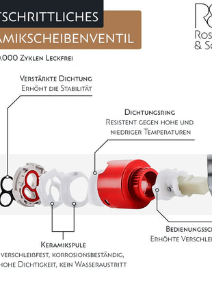 Rosenhahn & Söhne Sylt 100 Küchenarmatur mit Brause- 360° drehbarer Wasserhahn Küche - Armatur Küche [schwarz] - 2-fach verstellbare Spültischarmatur - Brause & Strahl - Anschlussschläuche - Toolbrothers