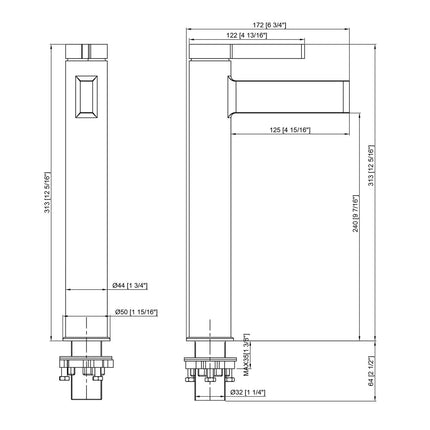 Rosenhahn & Söhne List L Badarmatur  Wasserhahn Badezimmer - Armatur Bad [Chrom] - Heiß + Kalt Waschtischarmatur + Anschlussschläuche - Toolbrothers