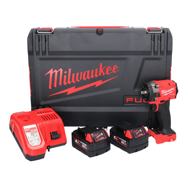 Milwaukee M18 FIW2F38-502X Avvitatore a impulsi a batteria 18 V 339 Nm 3/8 " brushless + 2x batteria ricaricabile 5,0 Ah + caricabatteria + scatola HD