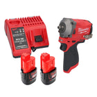 Milwaukee M12 FIW38-202C Clé à choc sans fil 12 V 339 Nm 3/8'' Brushless + 2x Batterie 2,0 Ah + Chargeur de batterie