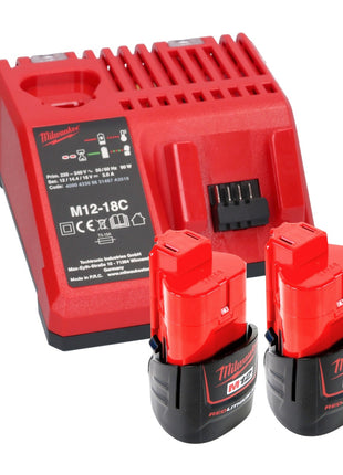 Llave de impacto inalámbrica Milwaukee M12 FIW38-202C 12 V 339 Nm 3/8" sin escobillas + 2x baterías 2,0 Ah + cargador