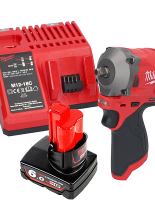 Llave de impacto a batería Milwaukee M12 FIW38-601C 12 V 339 Nm 3/8" sin escobillas + 1x batería 6,0 Ah + cargador