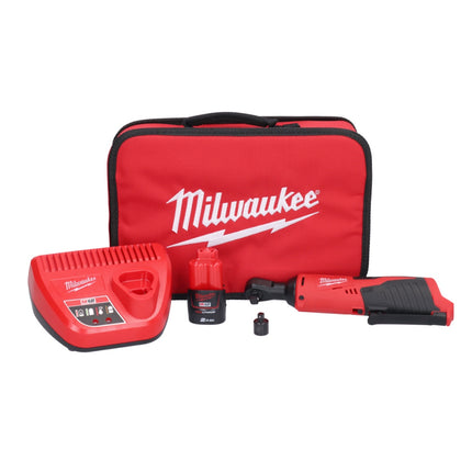 Milwaukee M12 IR-201B cricchetto a batteria 12 V 47 Nm 3/8" + 1x batteria ricaricabile 2.0 Ah + caricabatterie + borsa ( 4933448110 )