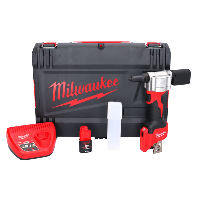 Rivettatrice cieca a batteria Milwaukee M12 BPRT-201X 12 V 20,32 mm + 1x batteria ricaricabile 2,0 Ah + caricatore + scatola HD ( 4933464406 )