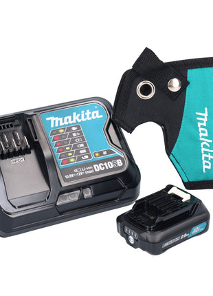 Makita HP 333 DSAW Akumulatorowa wiertarka udarowa 12 V 30 Nm biała + 1x akumulator 2,0 Ah + ładowarka + kabura + walizka