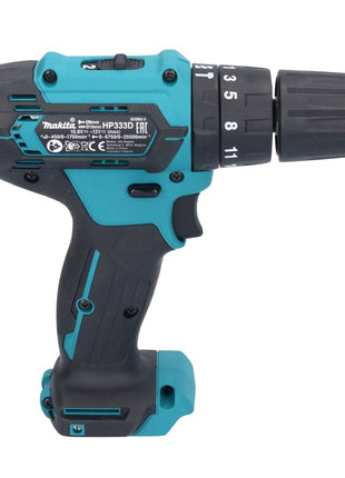 Makita HP 333 DZ 12 V Perceuse-visseuse à percussion sans fil 30 Nm + Coffret de transport - sans batterie, sans chargeur