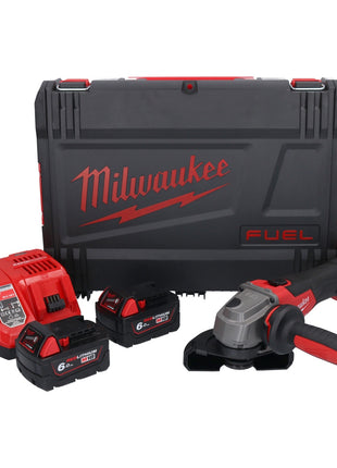 Amoladora angular a batería Milwaukee M18 FSAG125X-602X 18 V 125 mm sin escobillas + 2x baterías 6,0 Ah + cargador + caja HD