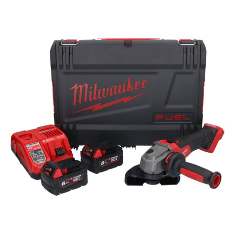 Amoladora angular a batería Milwaukee M18 FSAG125X-602X 18 V 125 mm sin escobillas + 2x baterías 6,0 Ah + cargador + caja HD