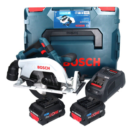 Bosch GKS 18V-57-2 Professional Scie circulaire sans fil 18 V 165 mm brushless + 2x Batteries ProCORE 8,0 Ah + Chargeur + L-Boxx