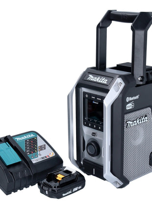 Makita DMR 115 RA1B radio de obra con batería 12 V - 18 V Bluetooth DAB+ IP65 negro + 1x batería 2,0 Ah + cargador