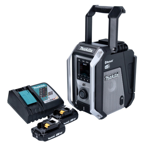 Makita DMR 115 RAB radio de obra con batería 12 V - 18 V Bluetooth DAB+ IP65 negro + 2x baterías 2,0 Ah + cargador