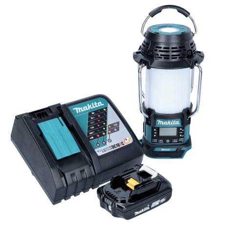 Makita DMR 056 RA1 Akku Radio 18 V FM DAB+ mit Laterne 360° Taschenlampe IP65 + 1x Akku 2,0 Ah + Ladegerät