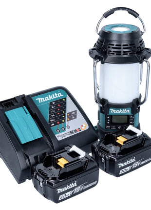 Makita DMR 056 RF Akku Radio 18 V FM DAB+ mit Laterne 360° Taschenlampe IP65 + 2x Akku 3,0 Ah + Ladegerät - Toolbrothers