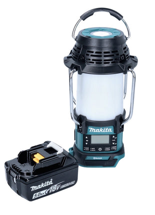 Makita DMR 056 T1 Akku Radio 18 V FM DAB+ mit Laterne 360° Taschenlampe IP65 + 1x Akku 5,0 Ah - ohne Ladegerät - Toolbrothers