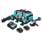Makita DLX 4157 TX1 Kit Batteria Combo 18 V DDF 486 + DGA 504 + DJR 187 + DTD 153 + 2x batteria 5,0 Ah + caricabatterie + borsa
