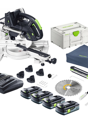 Festool KSC 60 EB-Basic KAPEX Akku Kapp Zugsäge 18 V / 36 V 216 mm Brushless + 4x Akku 4,0 Ah + Ladegerät + Systainer - Toolbrothers