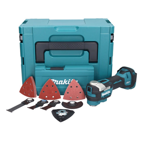 Herramienta multifuncional a batería Makita DTM 52 ZJX4 18 V Starlock Max Brushless + juego de accesorios + Makpac - sin batería, sin cargador