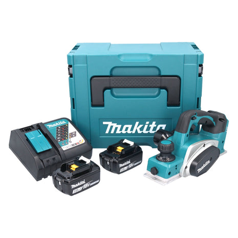 Makita DKP 180 RFJ Akku Hobel 18 V 82 mm + 2x Akku 3,0 Ah + Ladegerät + Makpac