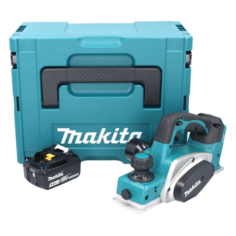 Cepilladora de batería Makita DKP 180 T1J 18 V 82 mm + 1x batería 5,0 Ah + Makpac - sin cargador