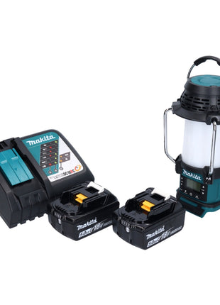 Makita DMR055T1 Radio avec lanterne sans fil 18V FM 360° + 2x Batteries 5,0Ah - Chargeur