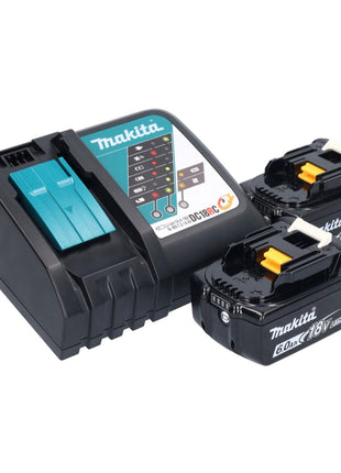 Makita DMR 055 RG akumulatorowy radiotelefon 18 V FM z latarką 360° + 2x akumulator 6,0 Ah + ładowarka