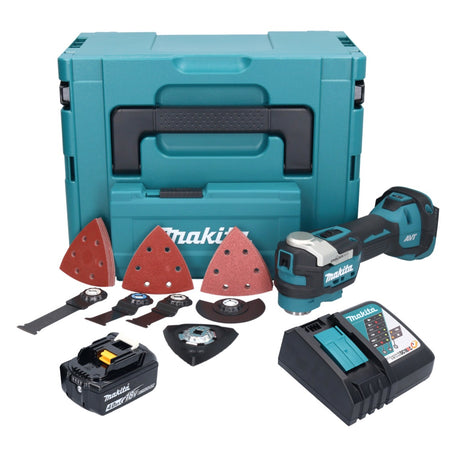 Makita DTM 52 RM1JX4 Outil multifonctions sans fil 18 V Starlock Max Brushless + 1x batterie 4,0 Ah + chargeur + kit d'accessoires + Makpac