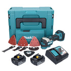 Makita DTM 52 RMJX4 utensile multifunzione a batteria 18 V Starlock Max Brushless + 2x batteria 4,0 Ah + caricabatterie + set di accessori + Makpac