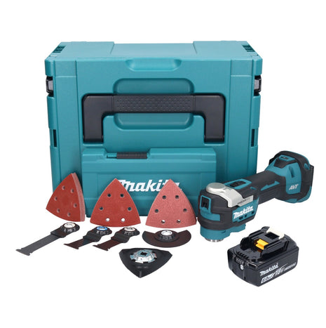 Herramienta multifuncional a batería Makita DTM 52 G1JX4 18 V Starlock Max Brushless + 1x batería 6,0 Ah + juego de accesorios + Makpac - sin cargador