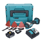 Makita DTM 52 RG1JX4 utensile multifunzione a batteria 18 V Starlock Max Brushless + 1x batteria ricaricabile 6,0 Ah + caricabatterie + set di accessori + Makpac