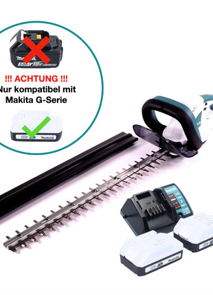 Makita UH522DWY Taille-haie sans fil 52cm G Series 18V + 2x Batteries 1,5Ah + Chargeur